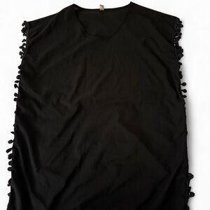 Black pom pom beach cover up. Small size.